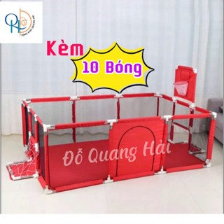 (Tặng 10bóng) Quây chữ nhật có giỏ bóng rổ và cầu môn ném bóng cho bé.