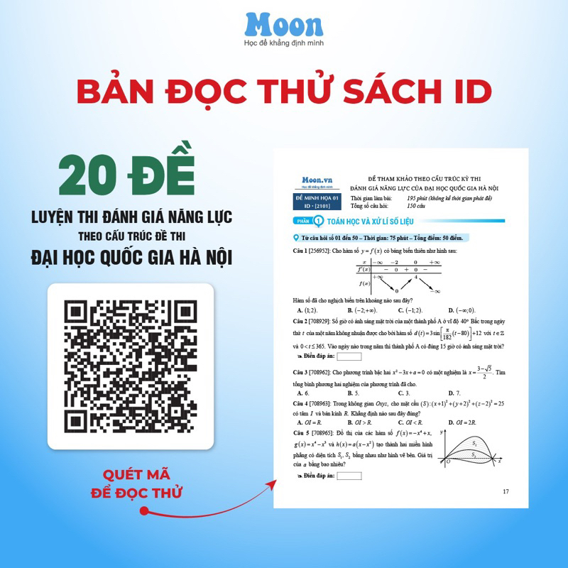 Sách ôn thi đánh giá năng lực đại học quốc giá Hà Nội , đại học quốc gia Hồ Chí Minh 2025- HSA, TSA, VACT | Moonbook | BigBuy360 - bigbuy360.vn