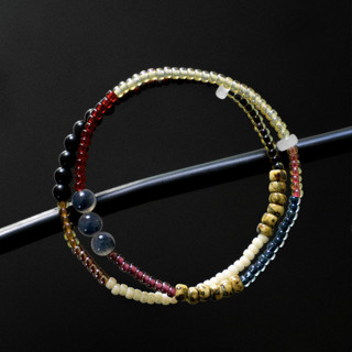 Vòng tay hạt cườm Miyuki cao cấp, miếng đá ngọc bích, đá mã não, obsidian