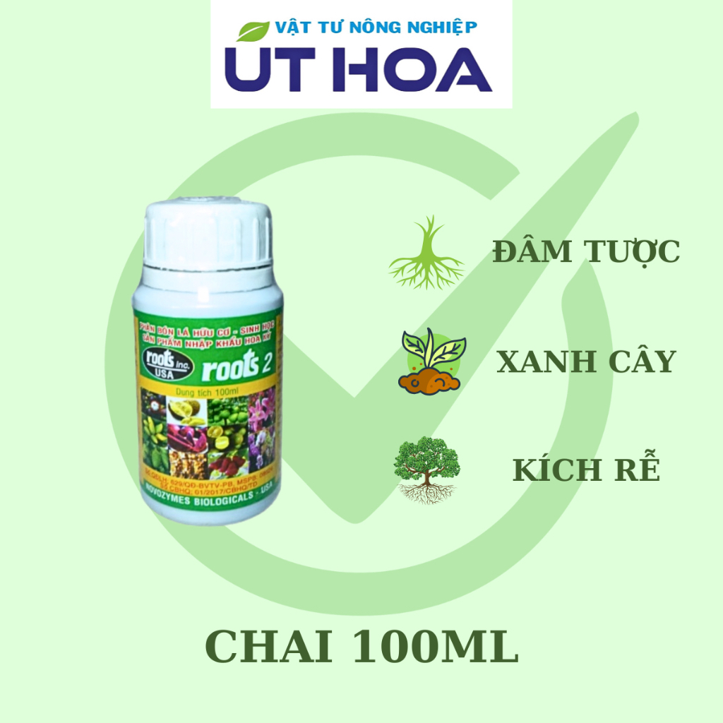 Phân Bón Lá ROOTS-2 Hữu Cơ Chai 100ML - Kích thích ra rễ, dưỡng rễ nhập khẩu Mỹ