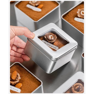1 Hộp thiếc VUÔNG 450ml đựng Tiramisu, đựng bánh kẹo (9x9x5cm)