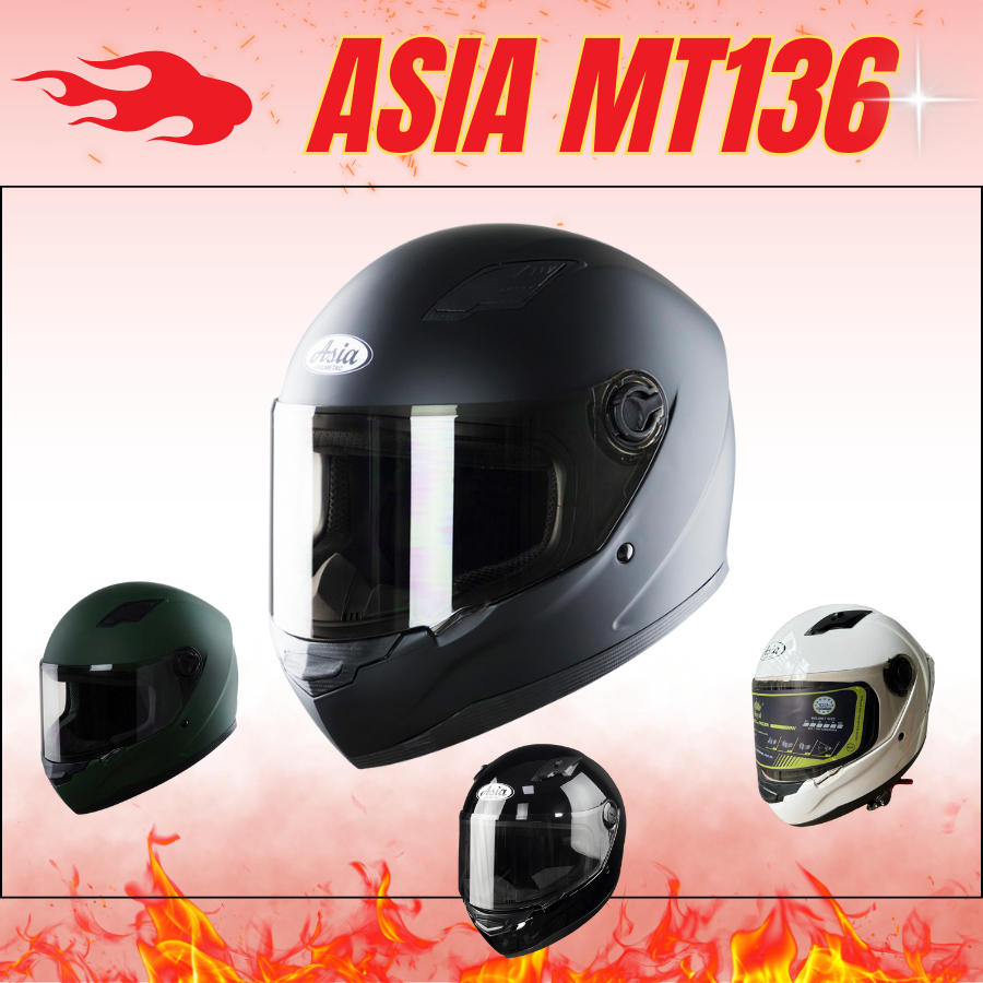 [xả kho]  Mũ bảo hiểm Fullface Asia 136 - Form mũ gọn - bảo hành 12 tháng