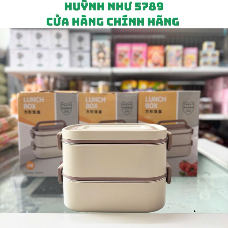 [CHÍNH HÃNG]Hộp cơm 2 tầng giữ nhiệt inox 304 cao cấp tặng kèm bộ thìa đũa