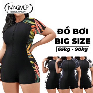Bộ đồ bơi đi biển big size nữ tay ngắn 1 mảnh Nàng Múp bikini bigsize kín đáo 70kg 80kg 85kg 90kg