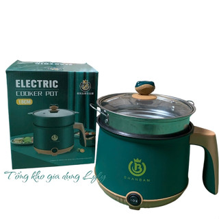 Nồi lẩu điện xanh, ca nấu mỳ inoc kèm giá hấp 2 tầng, nồi  đa năng mini luộc, hấp, chiên chống dính.