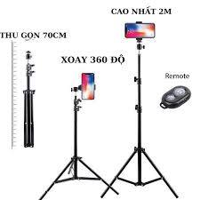 [Tặng nút bấm Bluetooth] Giá Đỡ Điện Thoại 3 chân, Gậy selfie, Chân Máy Tripod Cây Livestream Có Kẹp