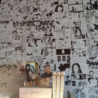 Tranh dán tường truyện tranh đen trắng - Poster anime manga decor nhà, góc học tập có sẵn keo dán