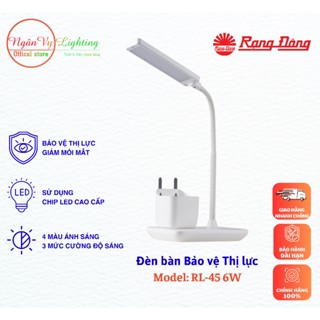 Đèn bàn LED cảm ứng điều chỉnh ánh sáng 4 màu Rạng Đông (Model: RD-RL-45 6W)