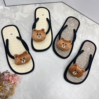 Dép CHIẾU GẤU NÂU, Dép Lê Du Lịch Dễ Thương Êm Chân, Dép Kẹp Xỏ Ngón