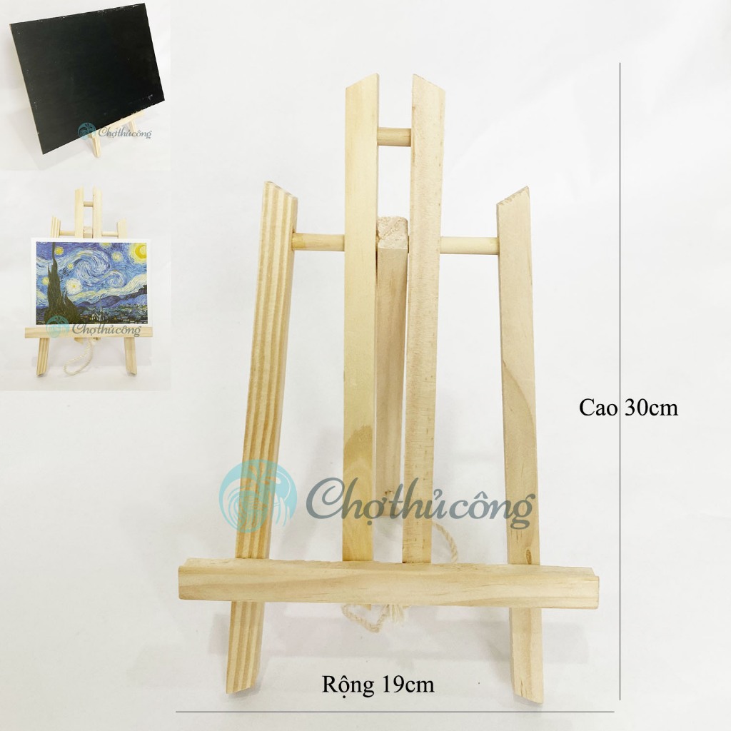 Giá đỡ tranh vẽ bằng gỗ tự nhiên size nhỏ, kệ giá vẽ tranh để bàn cho bé, kệ để tranh trang trí diy