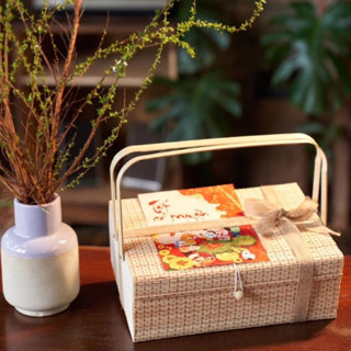  Hộp mành mây tre chữ nhật nhỏ nhiều màu màu thiết kế đựng 2 bánh trung thu 2025 quà tặng cao cấp đựng quà Tết 