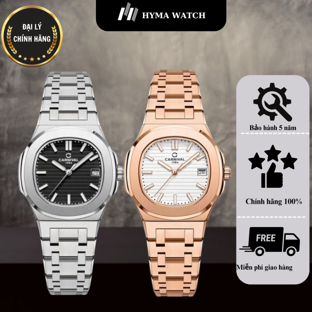 Đồng hồ Nữ Carnival 8161L Dây thép mặt vuông Bảo hành 5 năm Hyma Watch
