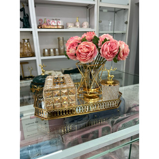 Khay đựng nước hoa mỹ phẩm pha lê