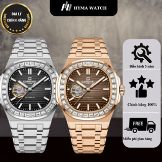 Đồng hồ Nam Carnival 8128G Máy cơ dây thép đính đá cao cấp Bảo hành 5 năm Hyma Watch