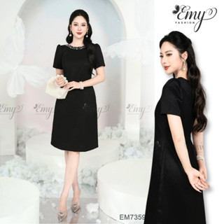 Đầm Suông Đen Thiết Kế Cao Cấp Trung Niên EMY EM7359 Sang Trọng Thanh Lịch Đi Dự Tiệc, Đi Chơi