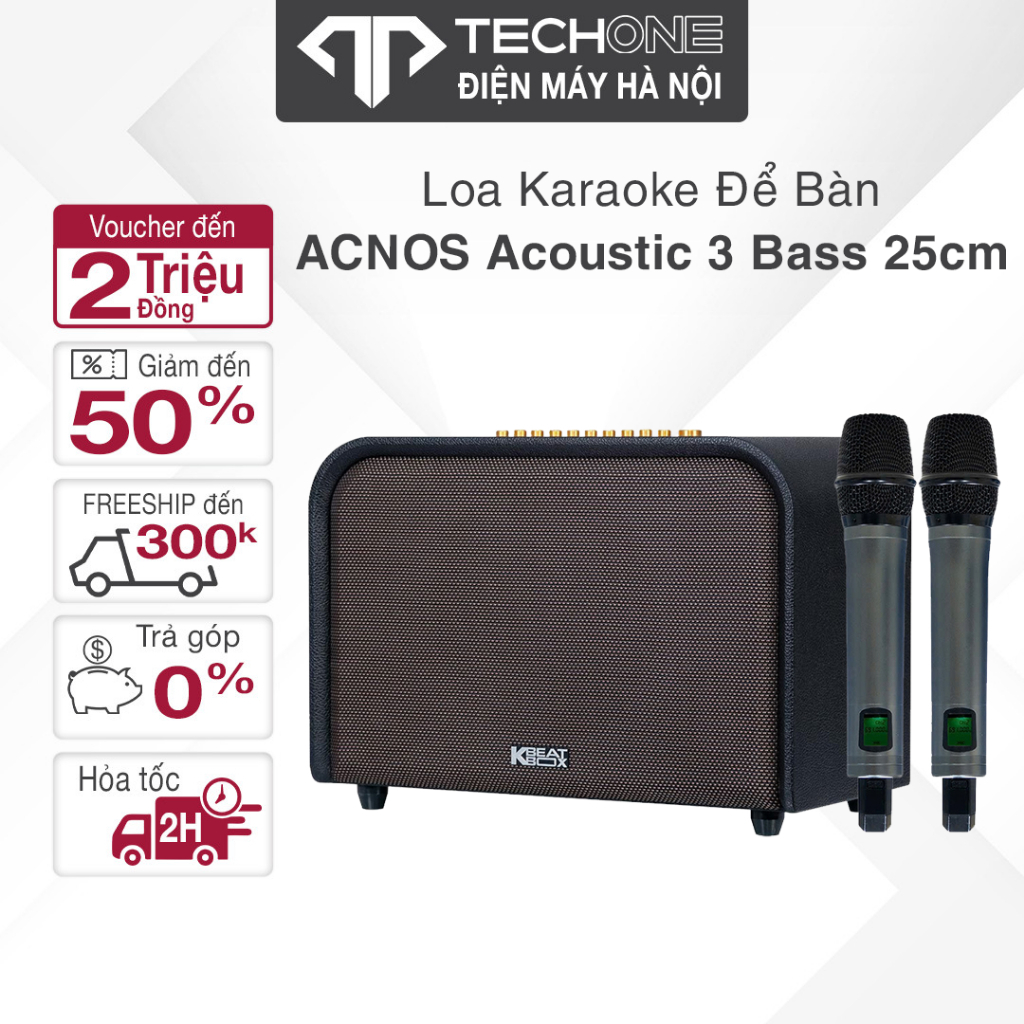 Loa karaoke Acnos Acoustic 3 Công Suất 1000W (PMPO)Kèm 2 Micro Chống Hú Cao Cấp- Hàng Chính Hãng