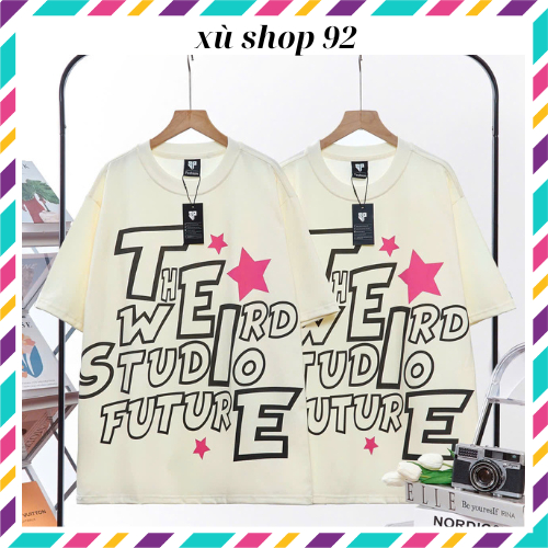 Áo Thun Boxy IN CHỮ THE STUDIO XÙ SHOP 92, Áo Phông Unisex Top Menswear Cổ Tròn