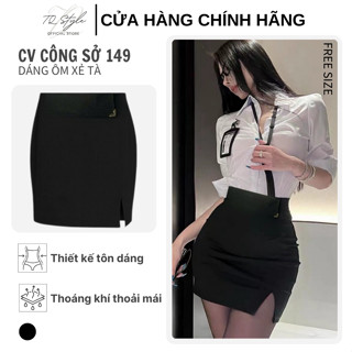 Chân Váy Công Sở Ôm Xẻ Tà Chất Mango Cao Cấp Co Giãn 4 Chiều, Chân Váy Bút Chì Đen Xẻ Đùi Sexy Cá Tính TQ STYLE 149