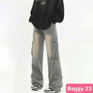 Quần jean baggy nam túi hộp màu xanh chất bò co dãn 4 chiều form dáng rộng ống suông mới đẹp HAVADO MS1 mới