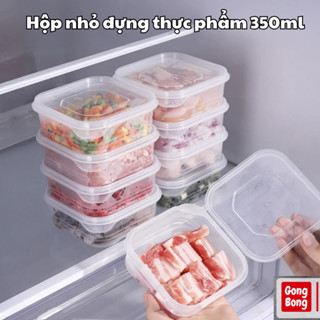 Hộp nhựa đựng thực phẩm tủ lạnh 350ml có nắp đậy bảo quản đồ ăn thịt cá cấp đông nhỏ gọn tiện lợi