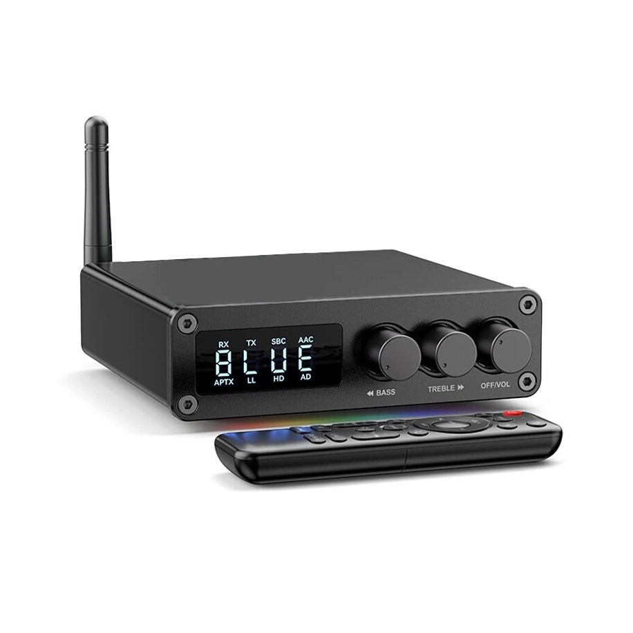 Bộ Khuếch Đại Amplifier Bluetooth Màn Hình LED Kỹ Thuật Số AUX RCA COAXIAL OPTICAL RGB HiFi DSP Blue