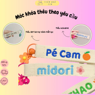 Nametag, móc khóa thêu tên, SĐT theo yêu cầu, tag treo cặp, balo, vali cho bé thẻ tên có chuông + sticker