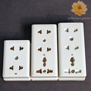 Ổ cắm điện nổi bắt tường loại đẹp cao cấp 2 cửa & 3 cửa