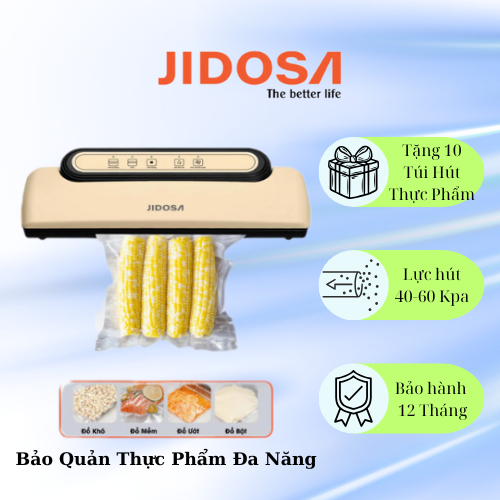 Máy Hút Chân Không Thực Phẩm JIDOSA JD3400 Hàn Miệng Bảo Quản Thực Phẩm Nhà Bếp Tặng 10 Túi Hút