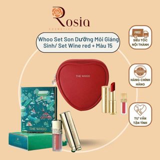  Set Son Dưỡng Môi Giáng Sinh Whoo Glow Lip Balm Spf10 Set Wine red + Mini Màu 15 - Rosia Cosmetics 