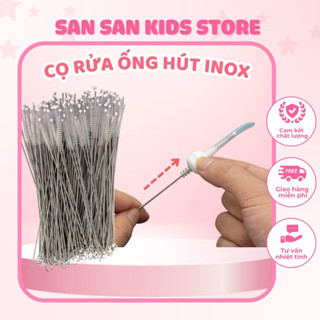 Chổi cọ inox dùng để cọ ống hút bình nước, ống hút bình sữa cho bé
