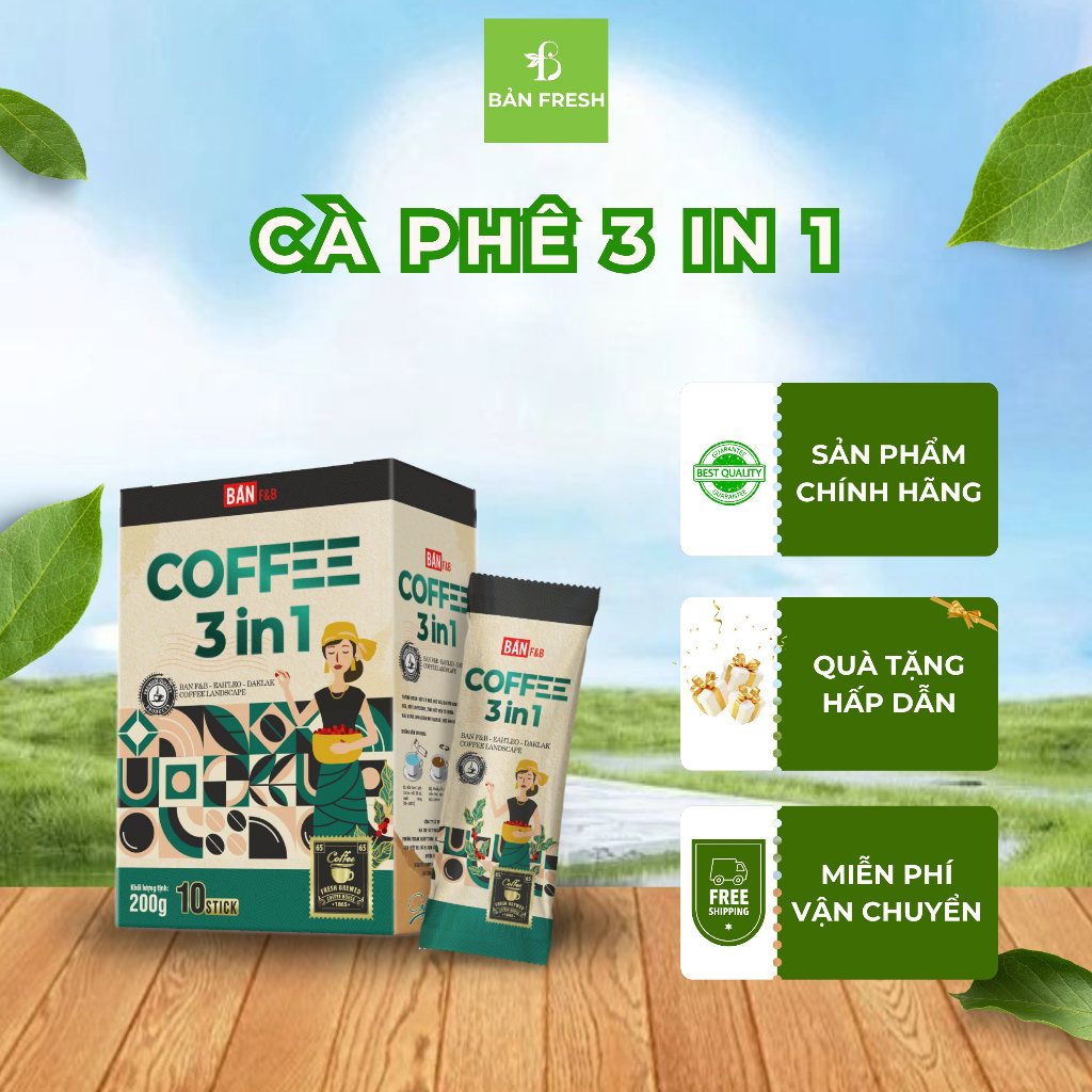Cà phê 3IN1 cà phê hòa tan thơm ngon đậm vị đặc biệt hộp 10 gói - Bản Cà Phê