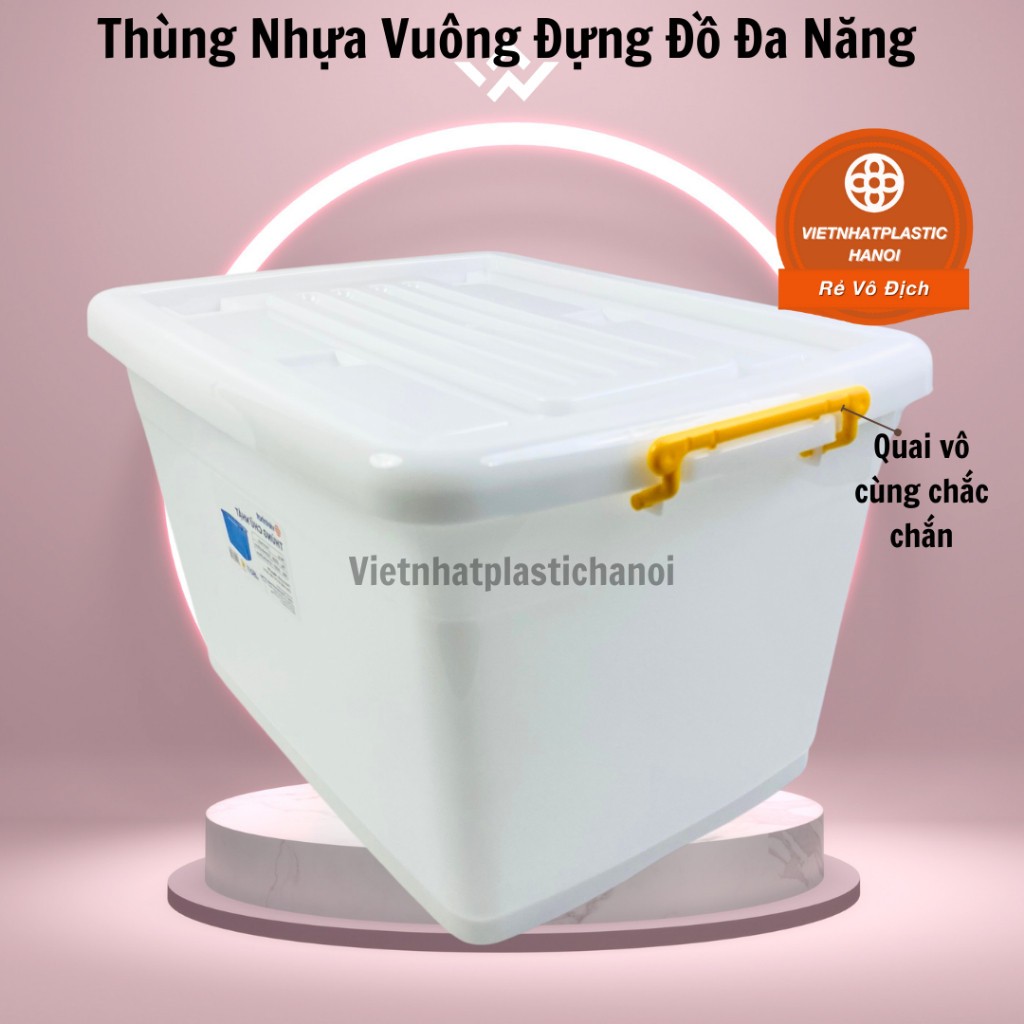 Thùng Nhựa Vuông Đựng Đồ Đa Năng Có Bánh Xe Việt Nhật 55L/ 75L/85L/90L/125L