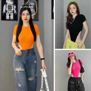  Áo Bodysuit khoét eo tay ngắn chất borip  SHORTHSOP 