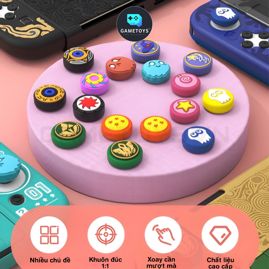 Combo 4 Bọc Analog (IINE) nhiều chủ đề cho Joycon máy Nintendo Switch V1-V2 / OLED / LITE