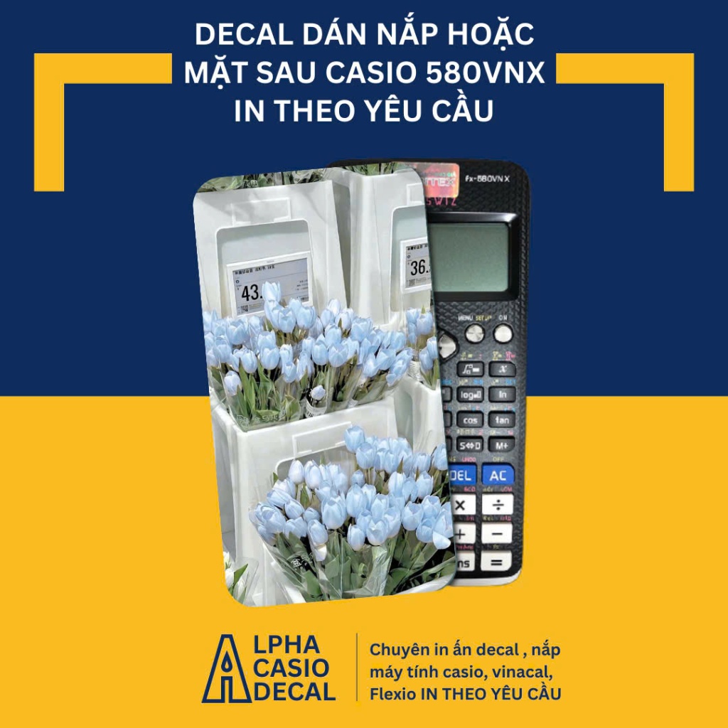 Nắp ốp hình hoa Tulip cho máy tính bỏ túi Casio FX 580VNX , 570VN Plus , 570 ES , 880 BTG , 570 ES P