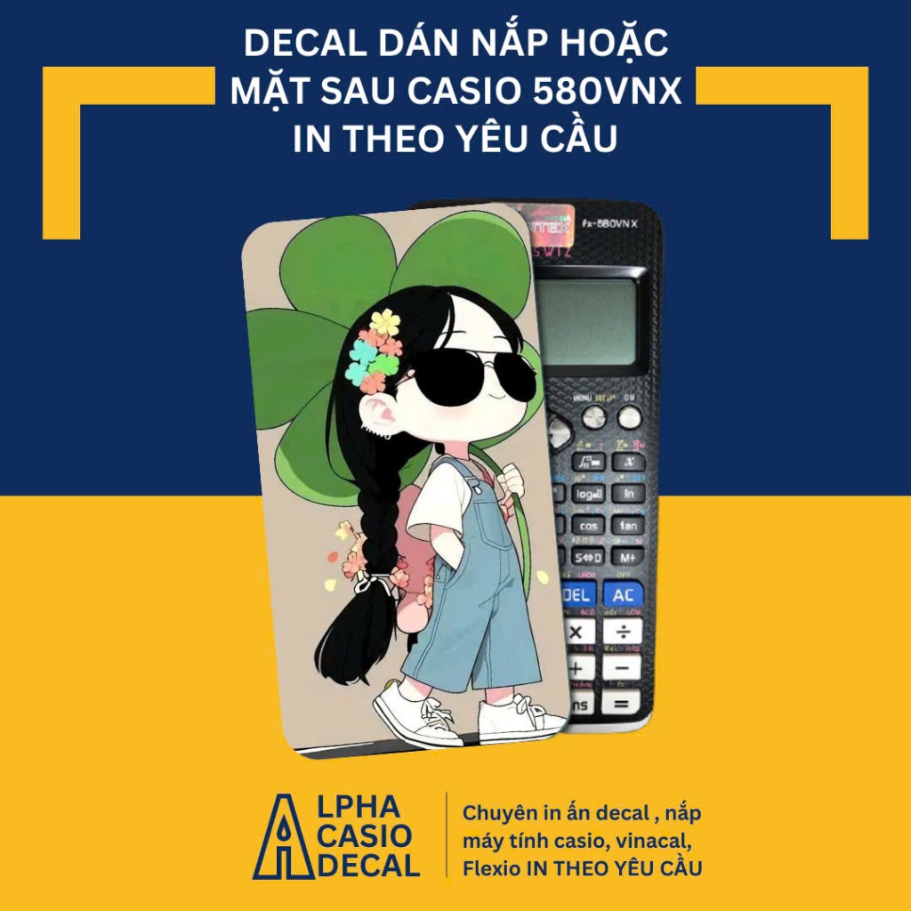 Nắp ốp hình Chibi cute cho nhóm bạn cho máy tính bỏ túi Casio FX 580VNX , 570VN Plus , 570 ES , 880 