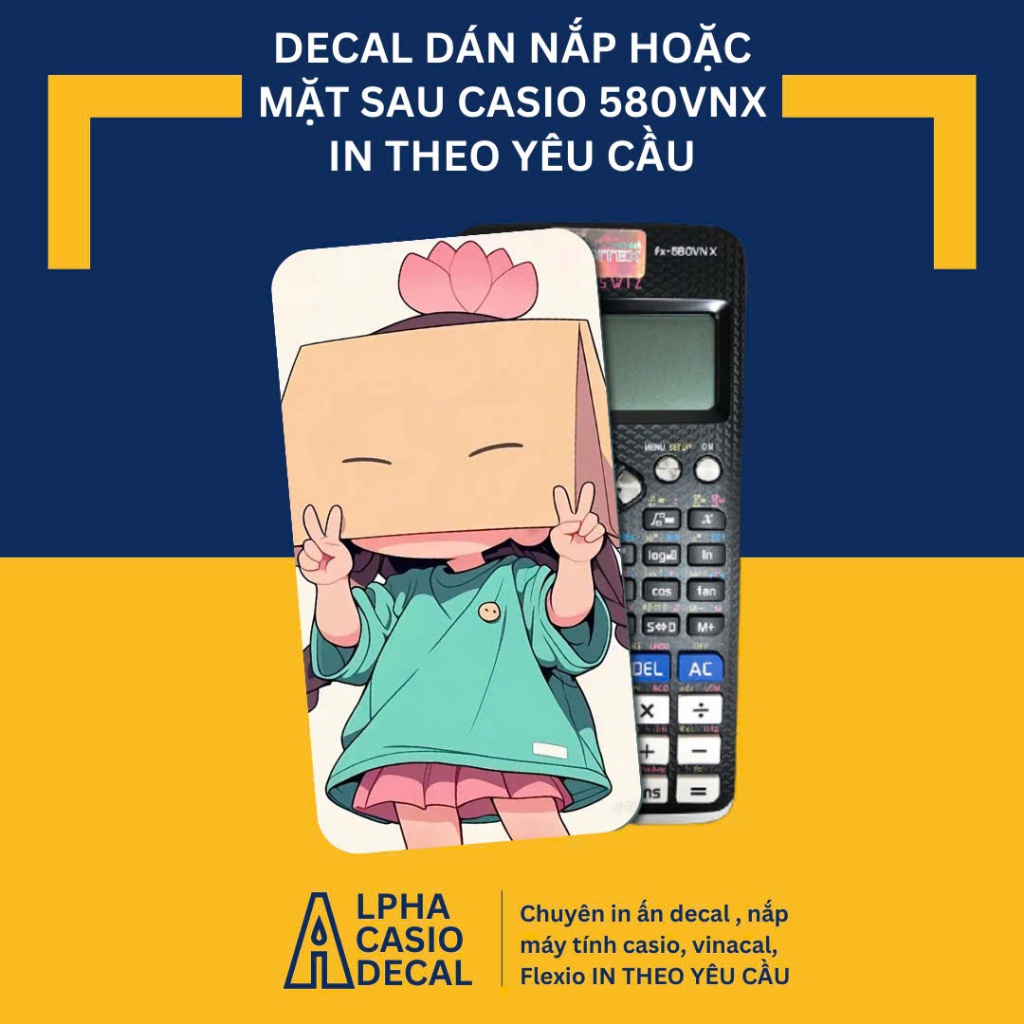 Nắp ốp hình Chibi Cute cho nhóm bạn cho máy tính bỏ túi Casio FX 580VNX , 570VN Plus , 570 ES , 880 