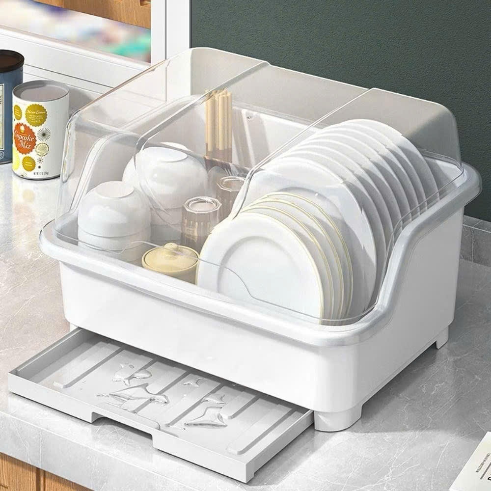 Rổ Úp Chén Bát Có Nắp Đậy Kèm Khay Thoát Nước Rổ Đựng Đồ Ăn Dặm Cho Bé Tiện Lợi Chống Côn Trùng Hộp Đựng Bát Mẫu Mới