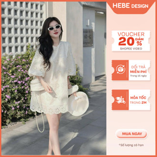 Váy nữ baby doll Serena, Đầm nữ ren hoa thiết kế tay phồng lửng dáng ngắn HeBe Boutique