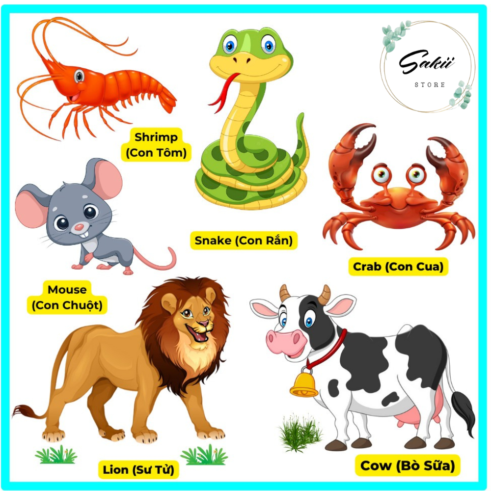 DECAL ĐỘNG VẬT CHO BÉ, DECAL ĐỘNG VẬT TRANG TRÍ (Những con vật gần gũi, quen thuộc trong cuộc sống)