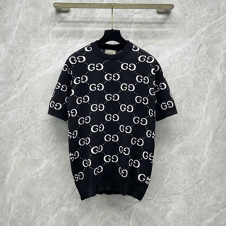 Áo phông len nam nữ PB vải len dệt hoạ tiết vân chữ xích chéo monogram tràn thân dày dặn boy phố