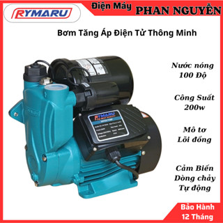 Máy bơm tăng áp điện tử thông minh RYMARU RY200A, 200W, Có cảm biến mất nước.Role Ngắt Tự Động.Tăng áp lực nước BH 2 Năm