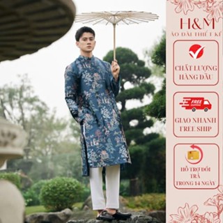 Áo dài cách tân nam 2025 , Áo dài nam phong cách hiện đại chất liệu gấm thêu họa tiết sang trọng