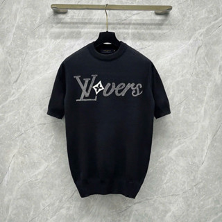  Áo phông len nam nữ PB vải len đính đá logo hoa chữ Lovers ngực dày dặn basic boy phố 