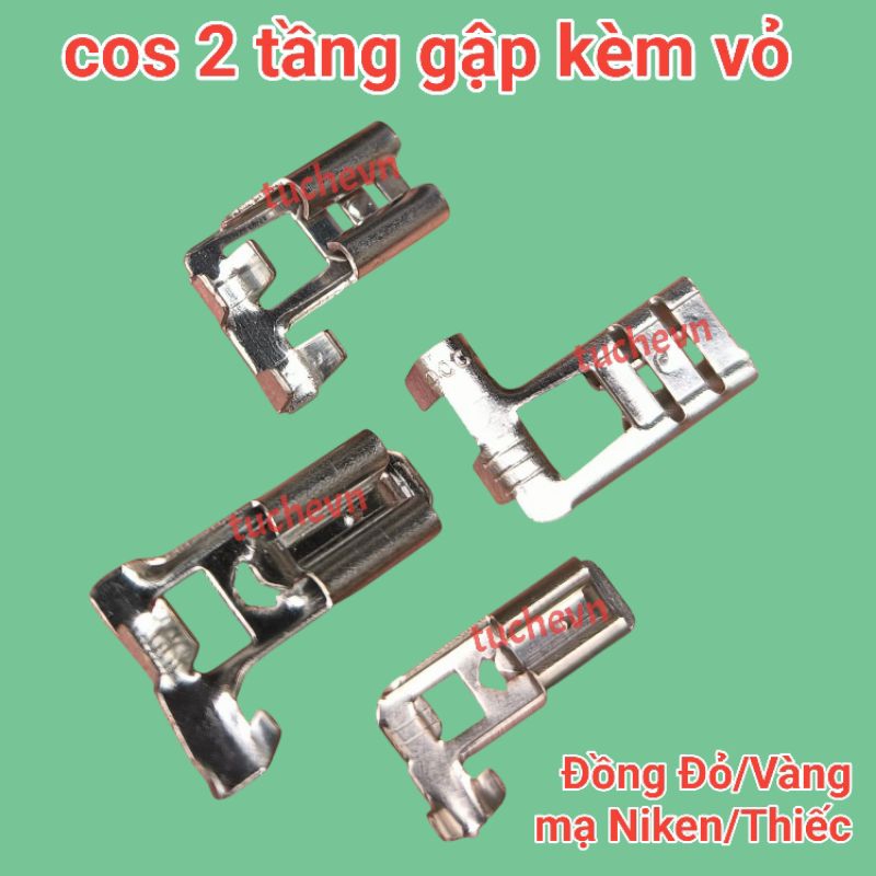 Cốt cos 2.8-4.8-6.3mm, cos 2 tầng gập vuông chữ L bằng Đồng, cos kèm áo (gói)