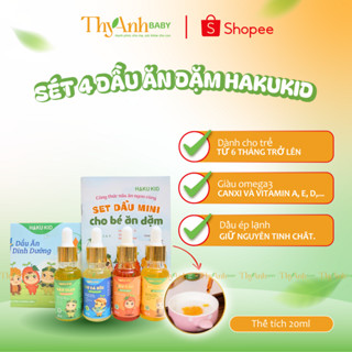 Combo dầu ăn dặm mini cho bé Hakukid, Dầu Olive óc chó dầu cá hồi và dầu gấc cho bé 6m+