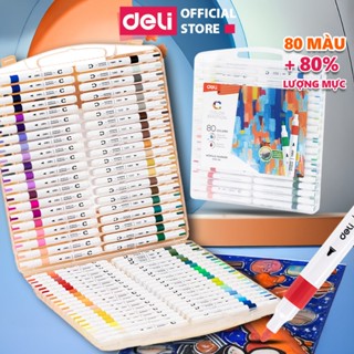 [HỌA CỤ DELI] Bút Sơn Acrylic Marker 80 Màu Chính Hãng Deli Tăng Thêm 80% Mực Tô Trên Mọi Chất Liệu