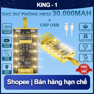 Sạc Dự Phòng 30000mah Habitek HB32, Sạc Nhanh PD 66W/20W, Pin Dung Lượng Lớn, Hiển Thị Phần Trăm Pin