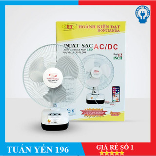 Quạt sạc tích điện để bàn ac&dc 12 inch honjianda fl301/316 1-2 bình - có đèn led & usb