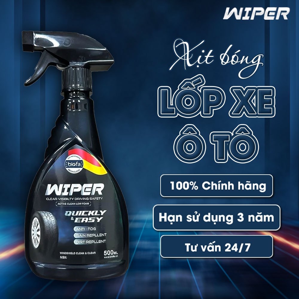 Chai Xịt Làm Bóng Lốp Xe Ô Tô, Xe Máy, bóng vỏ xe - Xịt Bóng Lốp WIPER, chai xịt bóng lốp ô tô